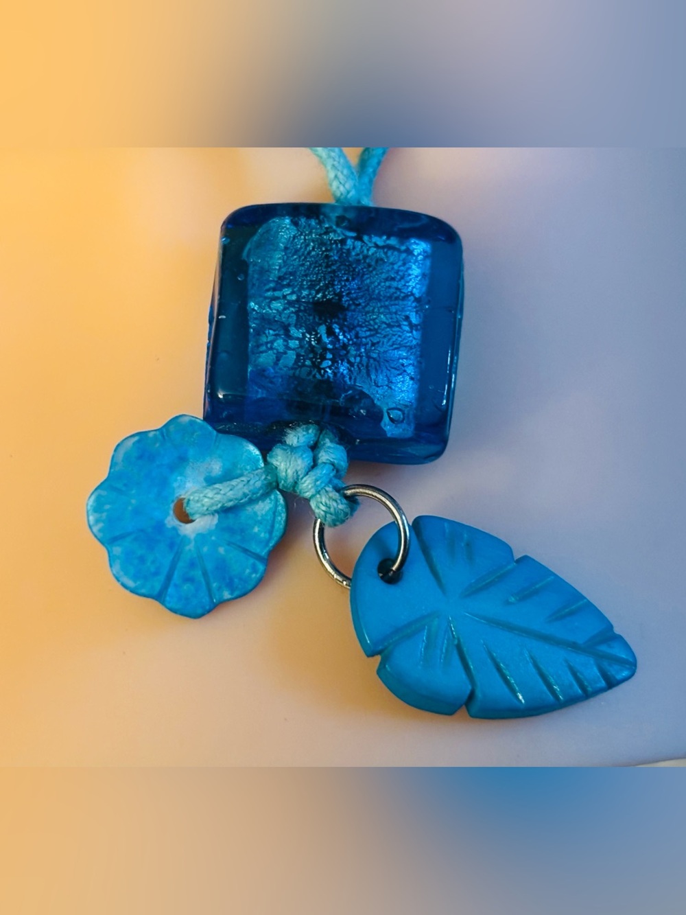 Handmade Turquoise-Colored Cord Necklace